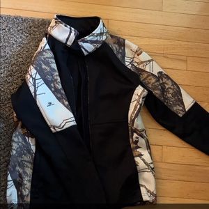Rain resistant white camo coat.